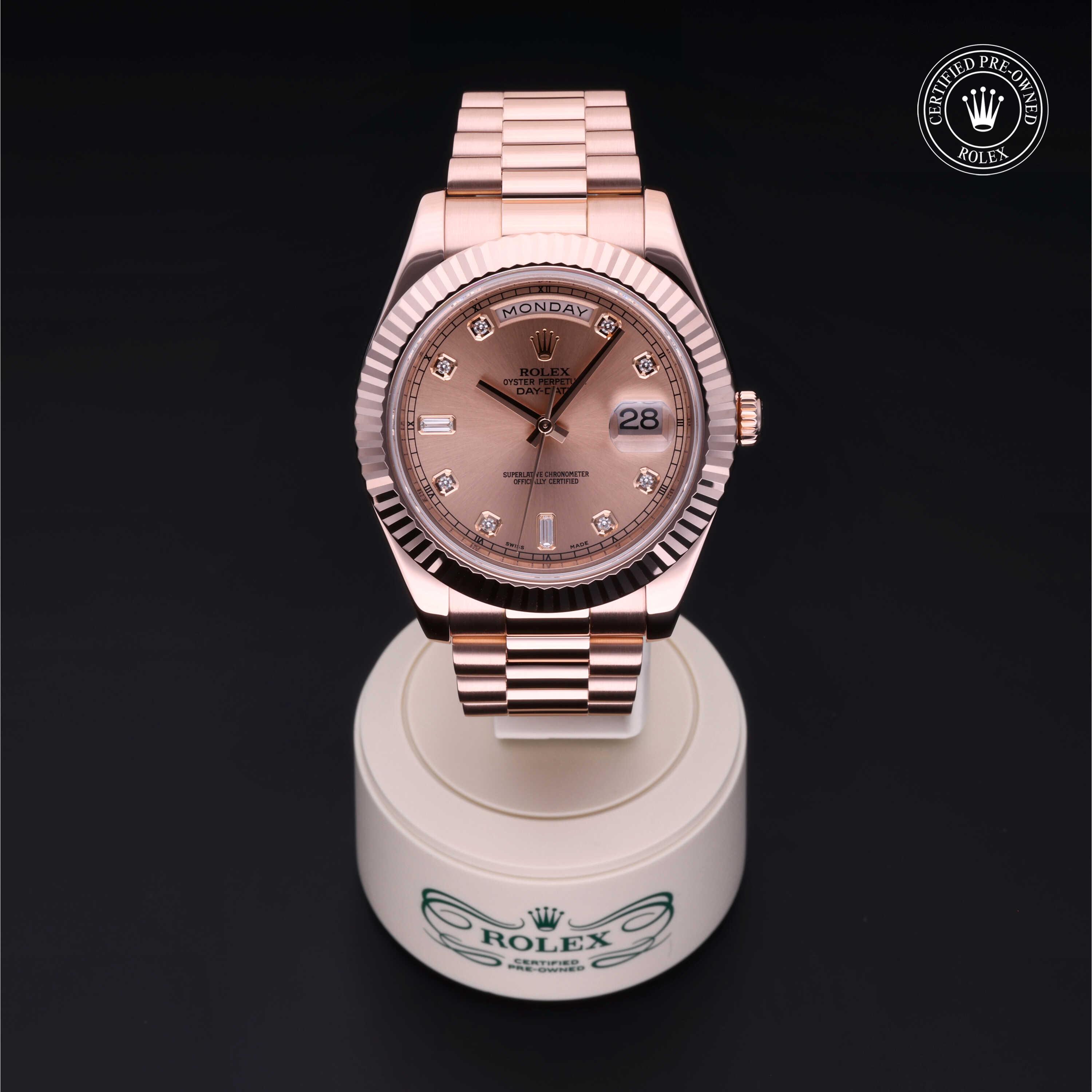 Oyster Perpetual Day-Date II 勞力士中古錶認證 2012, 41毫米, 18K紅金
型號: 218235