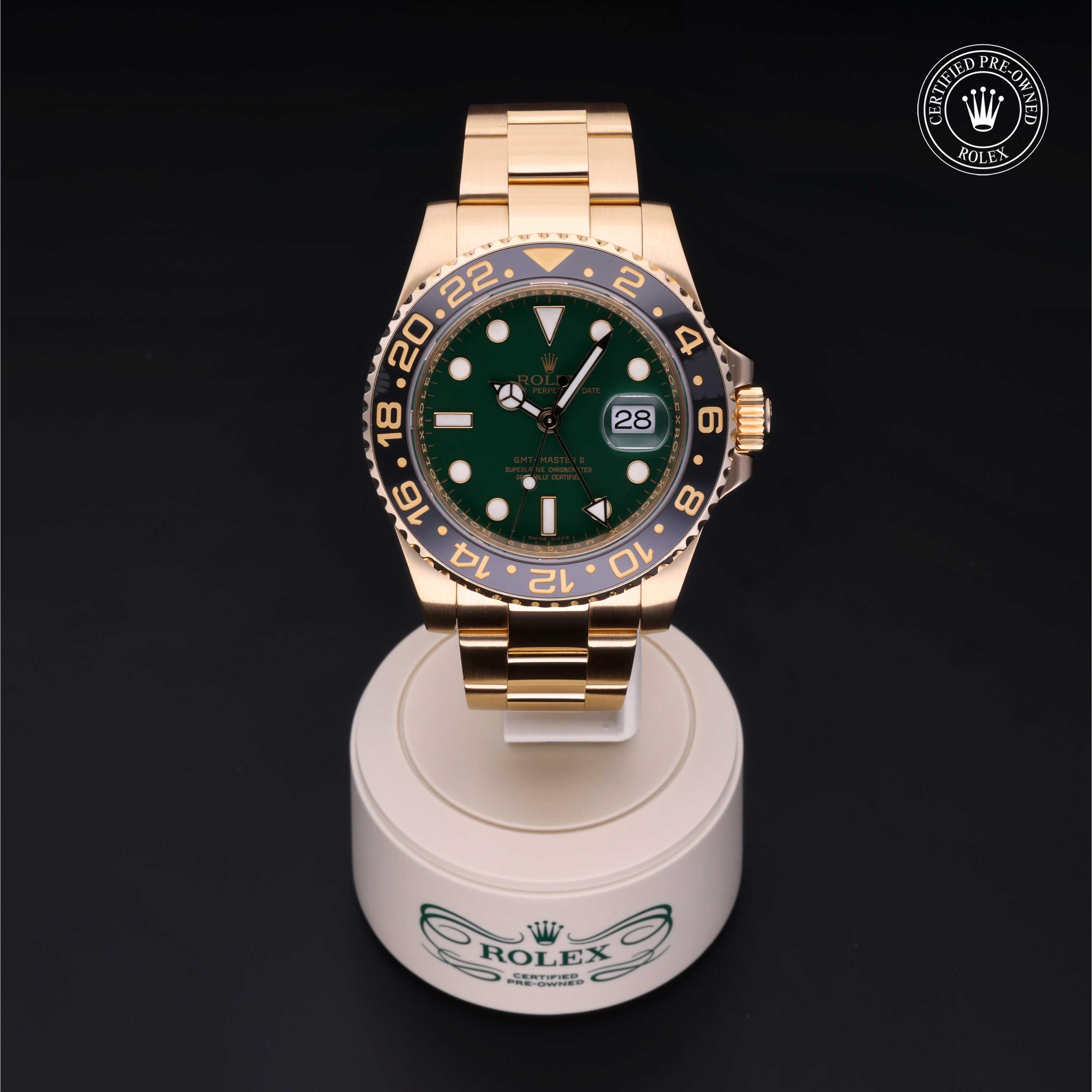GMT-Master II Rolex Certified Pre-Owned 2009, 40 mm, Gold 18 Carat Yellow
Reference: 116718LN