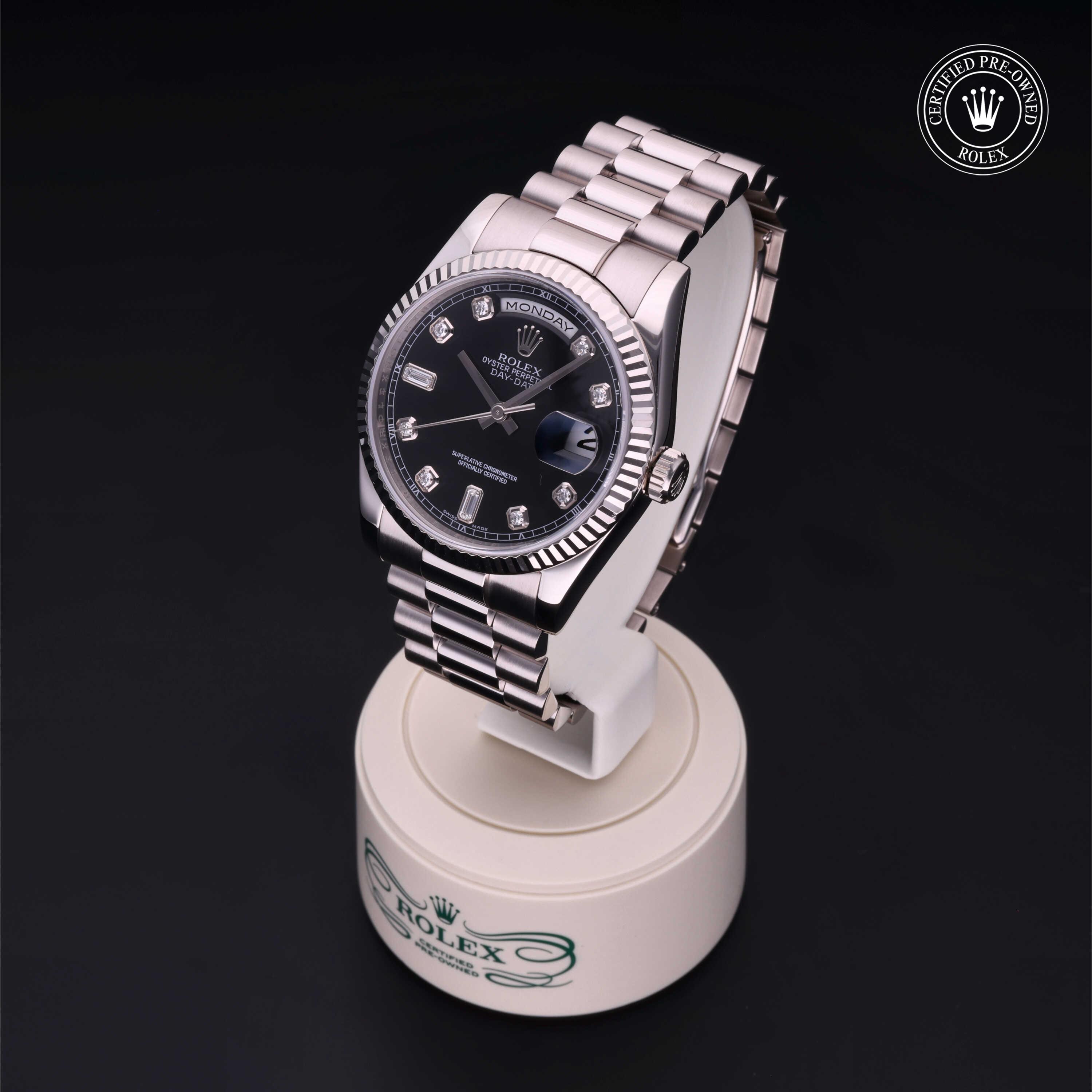 Day-Date 36 勞力士中古錶認證 2011, 36毫米, 18K白色黃金
型號: 118239