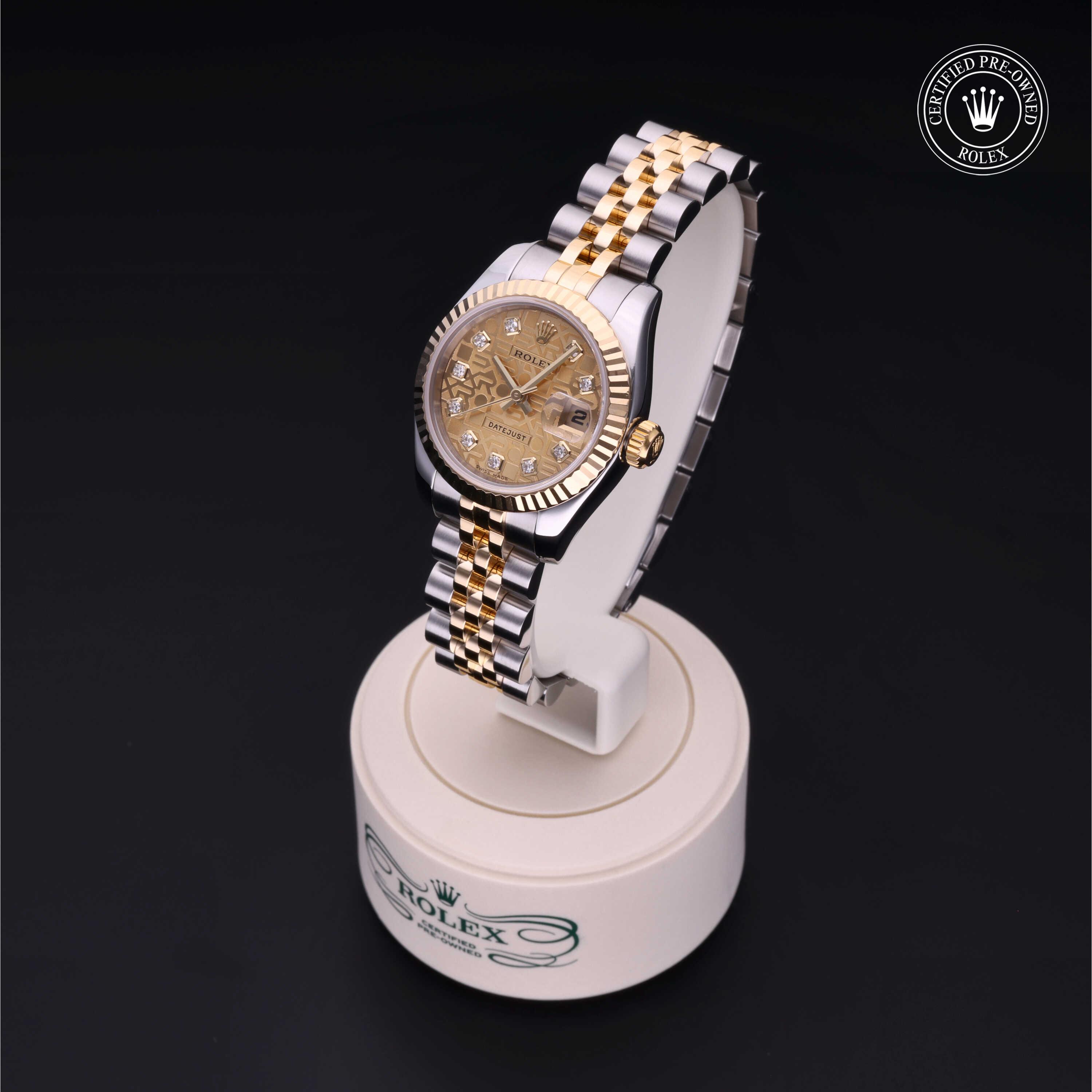 Lady-Datejust 26 勞力士中古錶認證 2005, 26毫米, 18K黃金鋼
型號: 179173