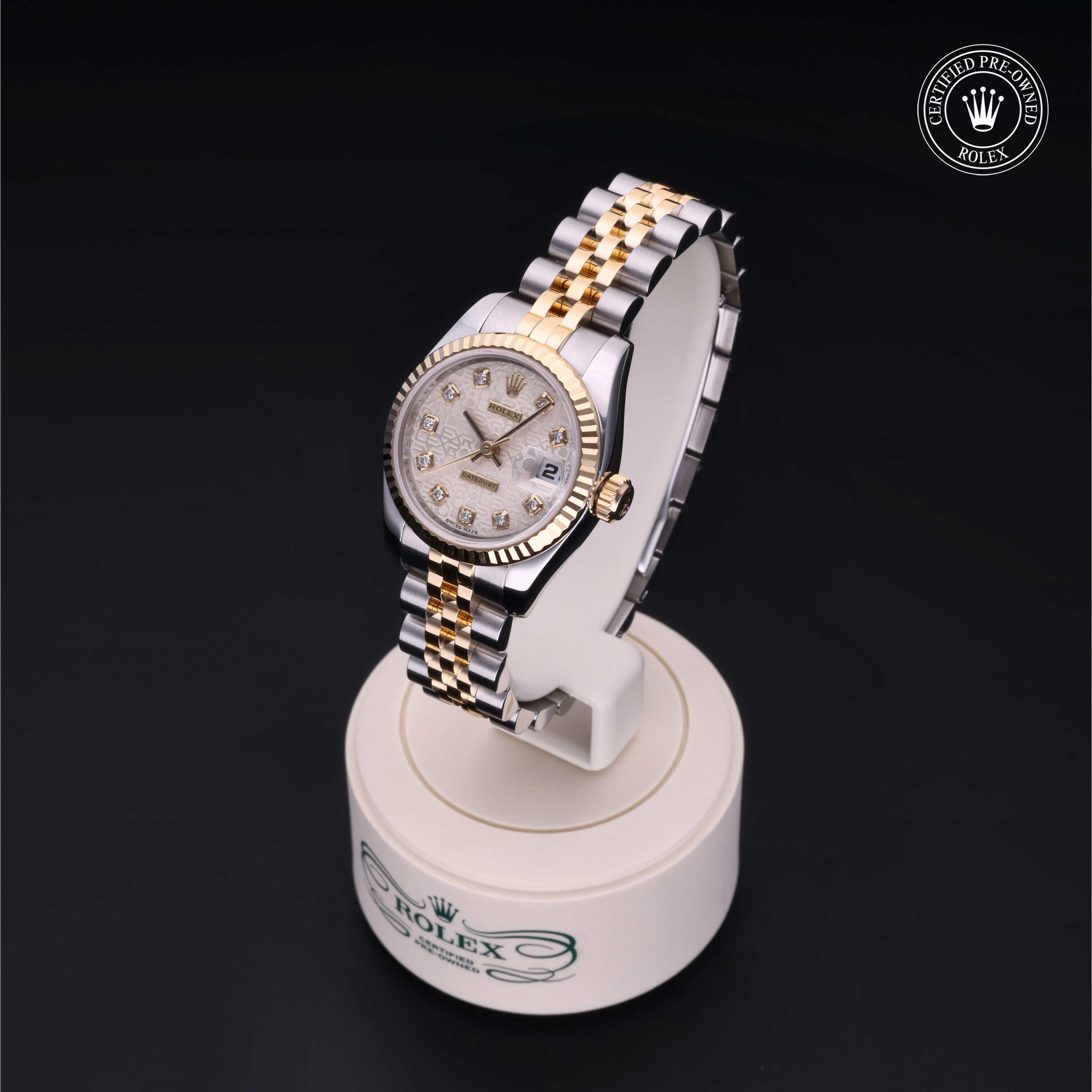 Lady-Datejust 26 勞力士中古錶認證 2007, 26毫米, 18K黃金鋼
型號: 179173