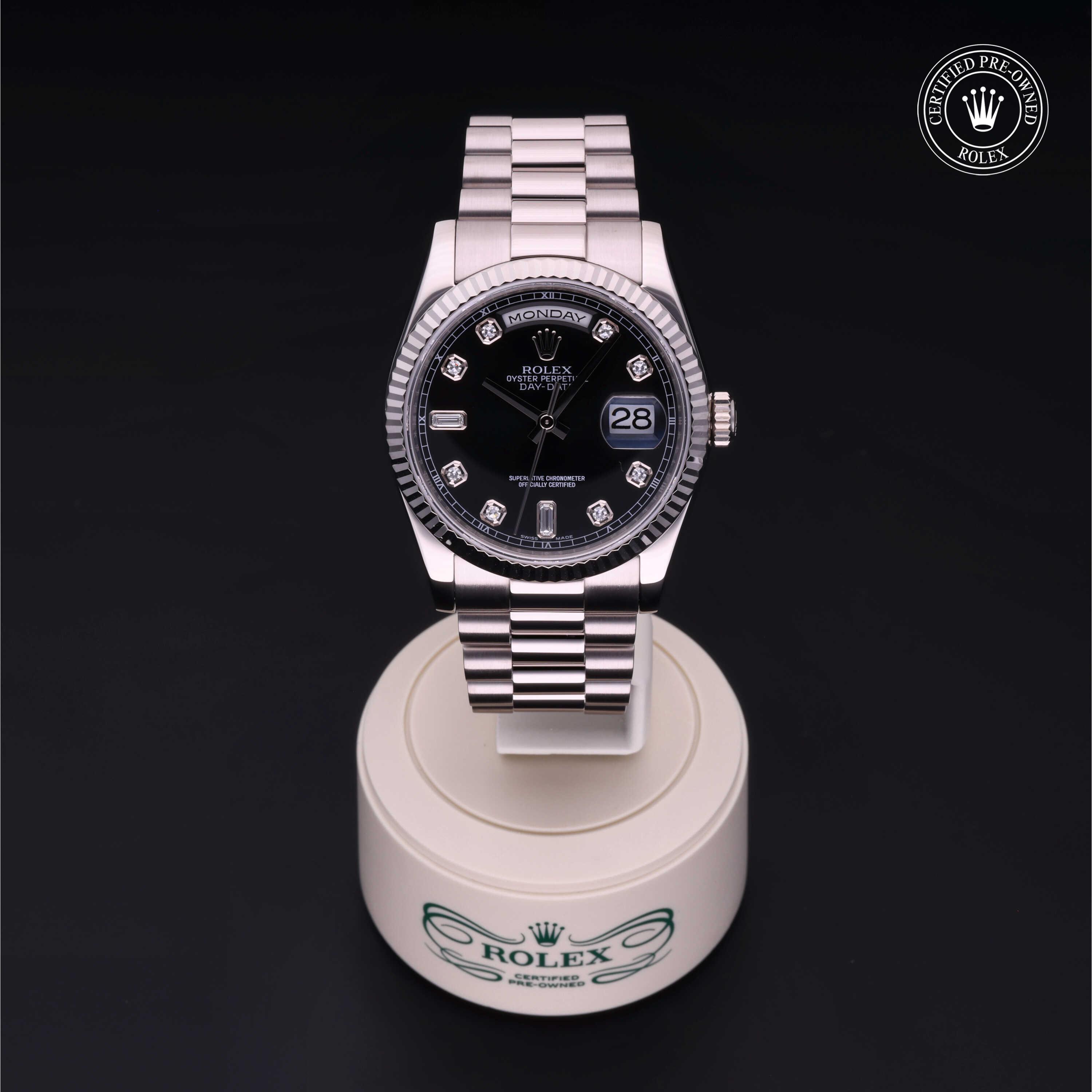 Day-Date 36 勞力士中古錶認證 2011, 36毫米, 18K白色黃金
型號: 118239