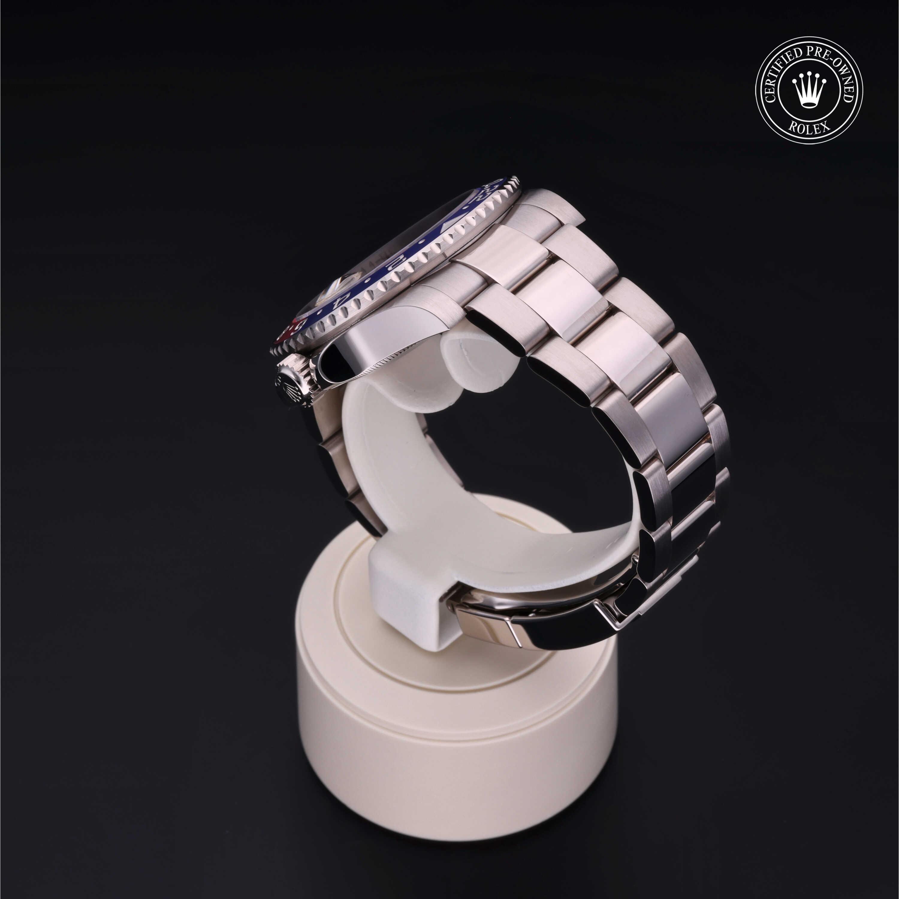 GMT-Master II 勞力士中古錶認證 2017, 40毫米, 18K白色黃金
型號: 116719BLRO