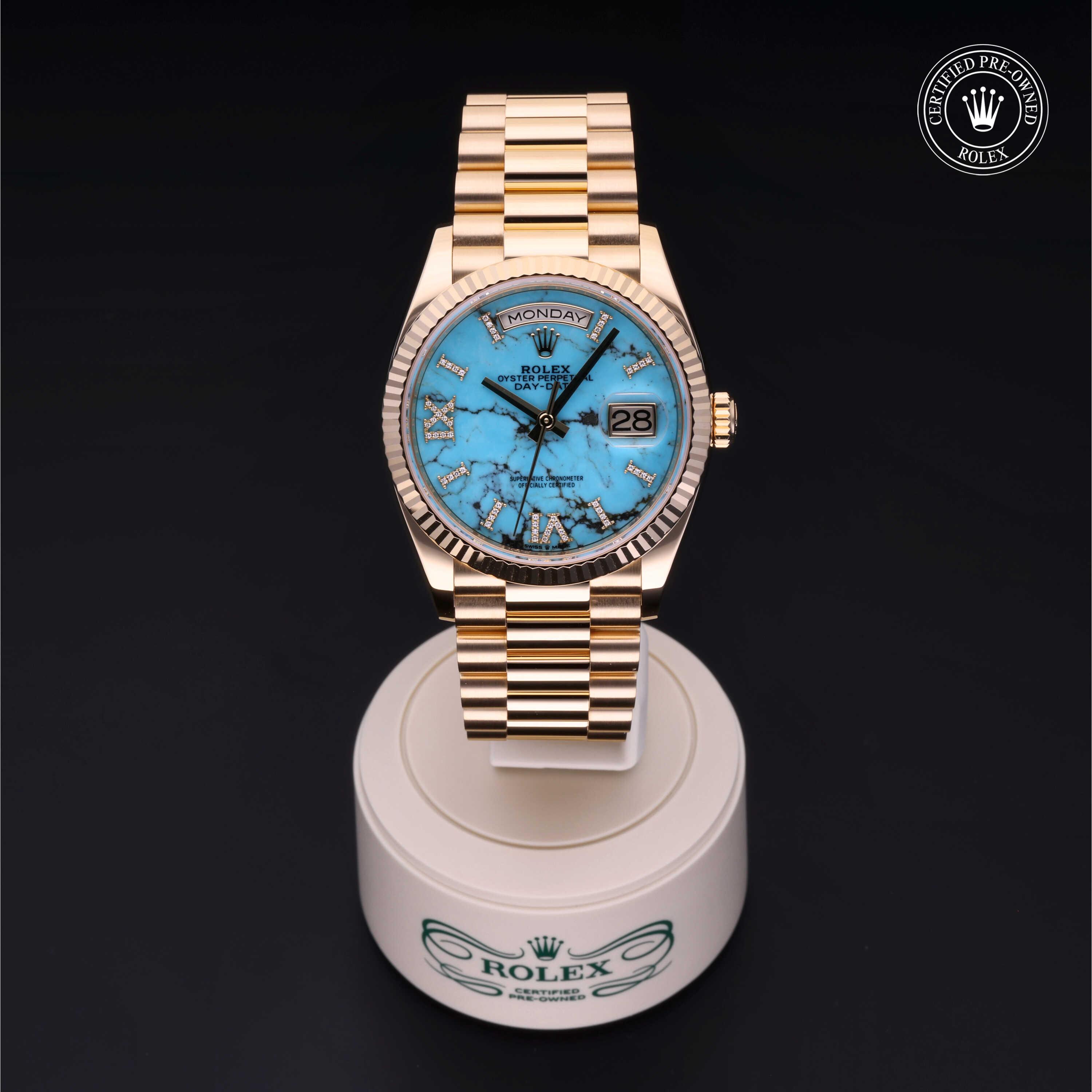 Day-Date 36 勞力士中古錶認證 2023, 36毫米, 18K黃金
型號: 128238