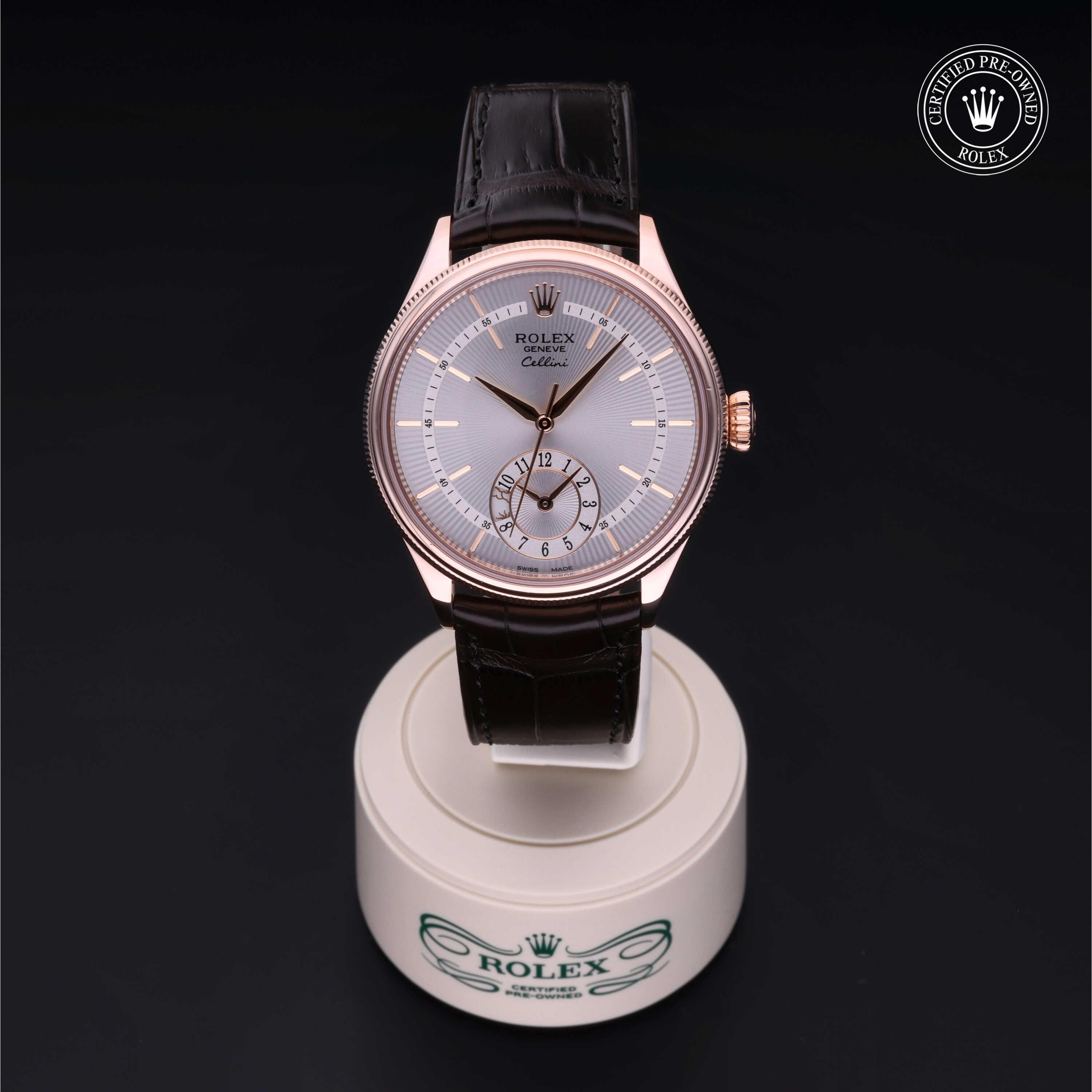 Cellini Dual Time 勞力士中古錶認證 2019, 39毫米, 18K紅金
型號: 50525