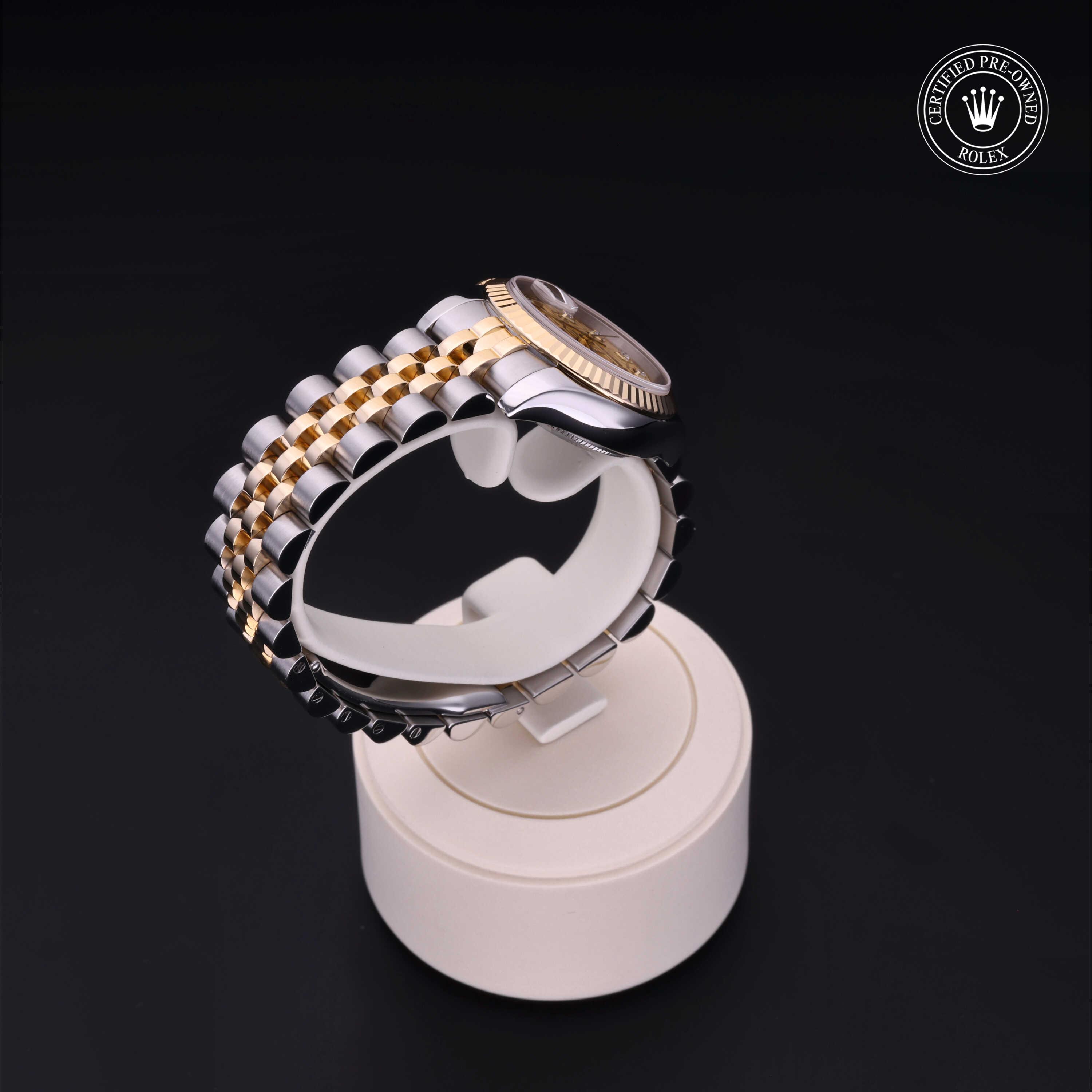 Lady-Datejust 26 勞力士中古錶認證 2005, 26毫米, 18K黃金鋼
型號: 179173