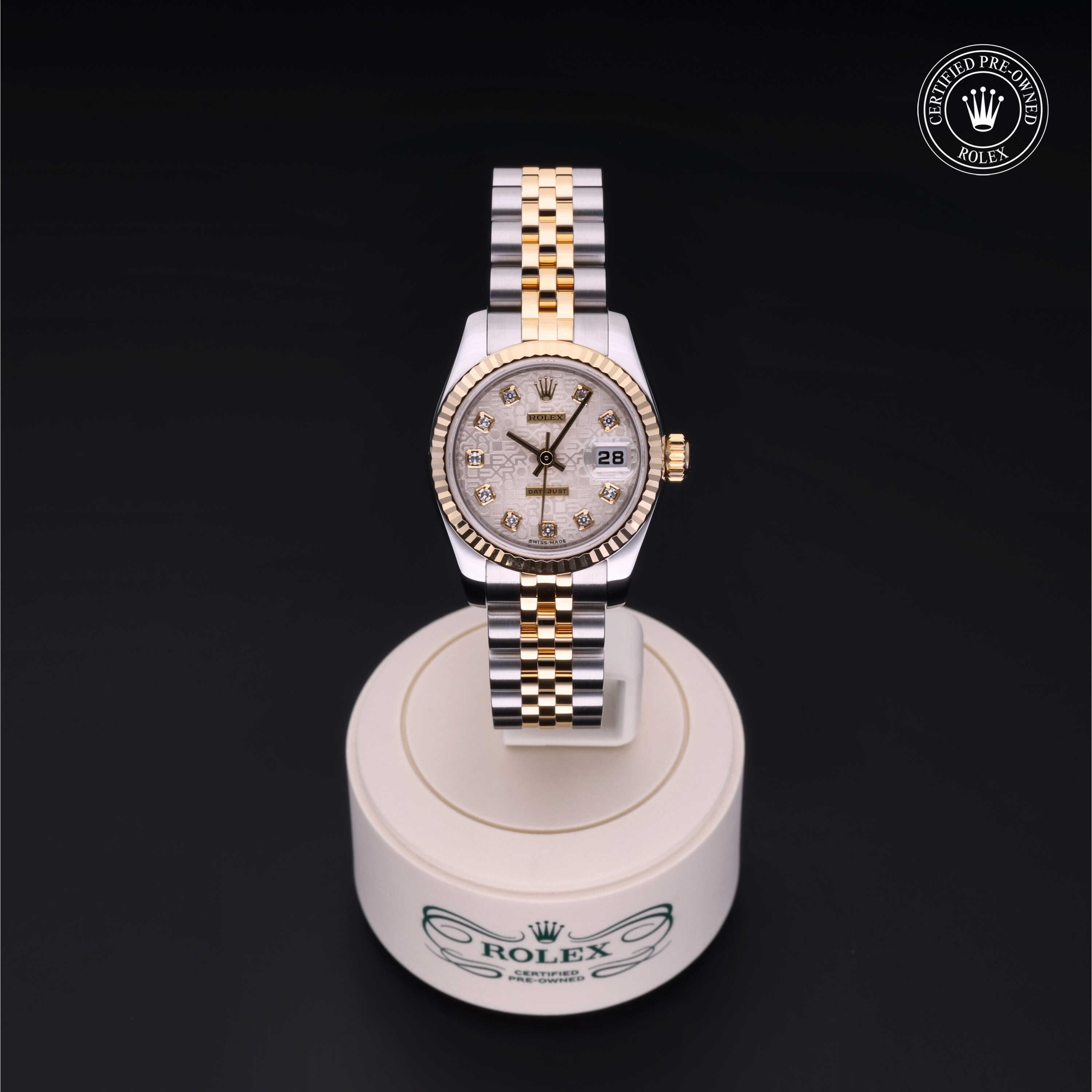 Lady-Datejust 26 勞力士中古錶認證 2007, 26毫米, 18K黃金鋼
型號: 179173