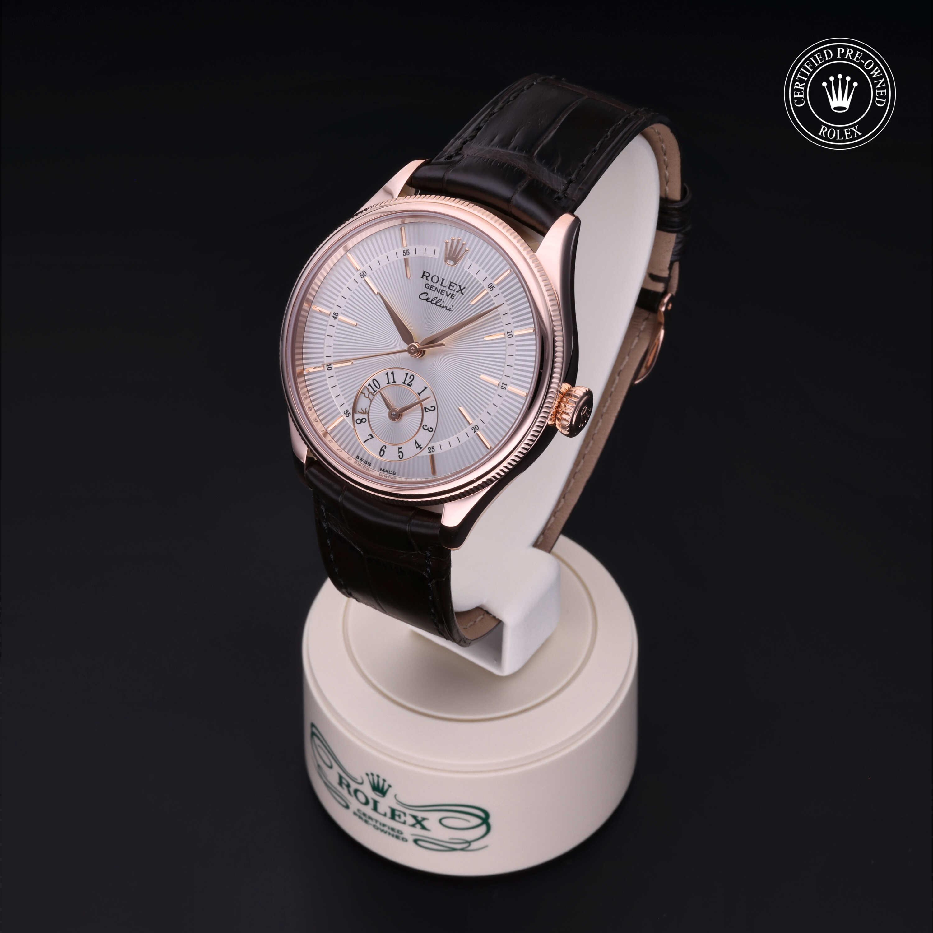Cellini Dual Time 勞力士中古錶認證 2019, 39毫米, 18K紅金
型號: 50525