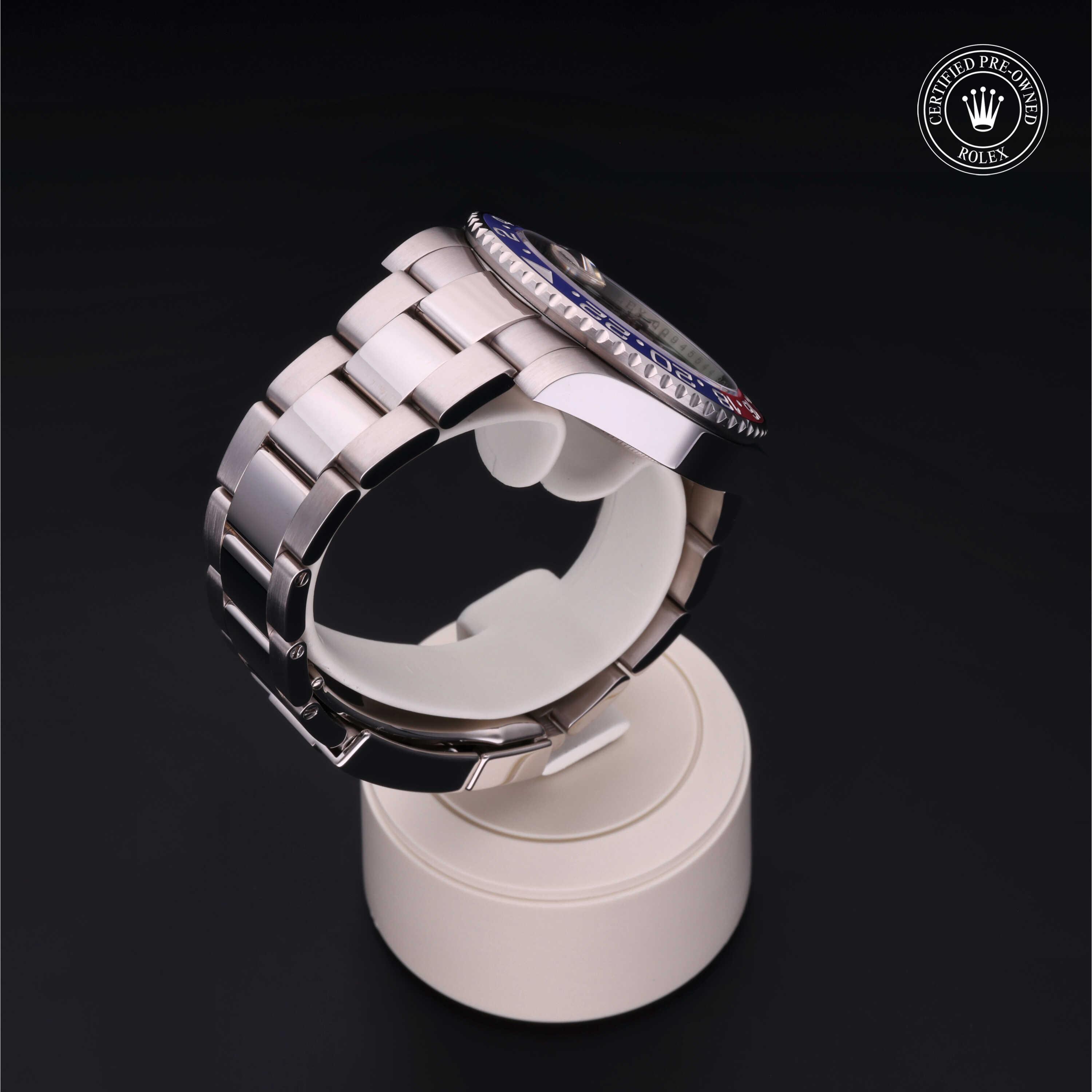 GMT-Master II 勞力士中古錶認證 2017, 40毫米, 18K白色黃金
型號: 116719BLRO