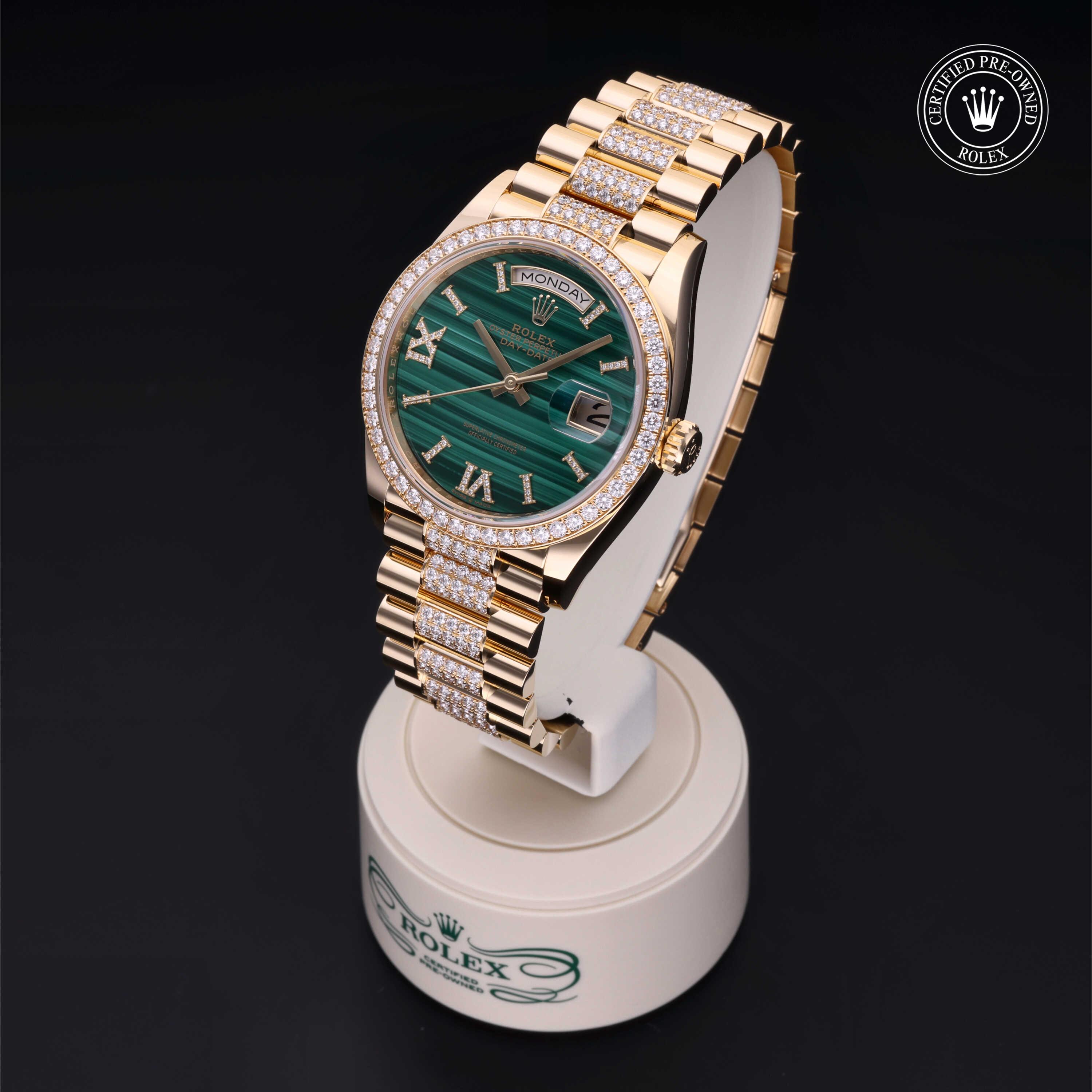 Day-Date 36 勞力士中古錶認證 2021, 36毫米, 18K黃金
型號: 128348RBR