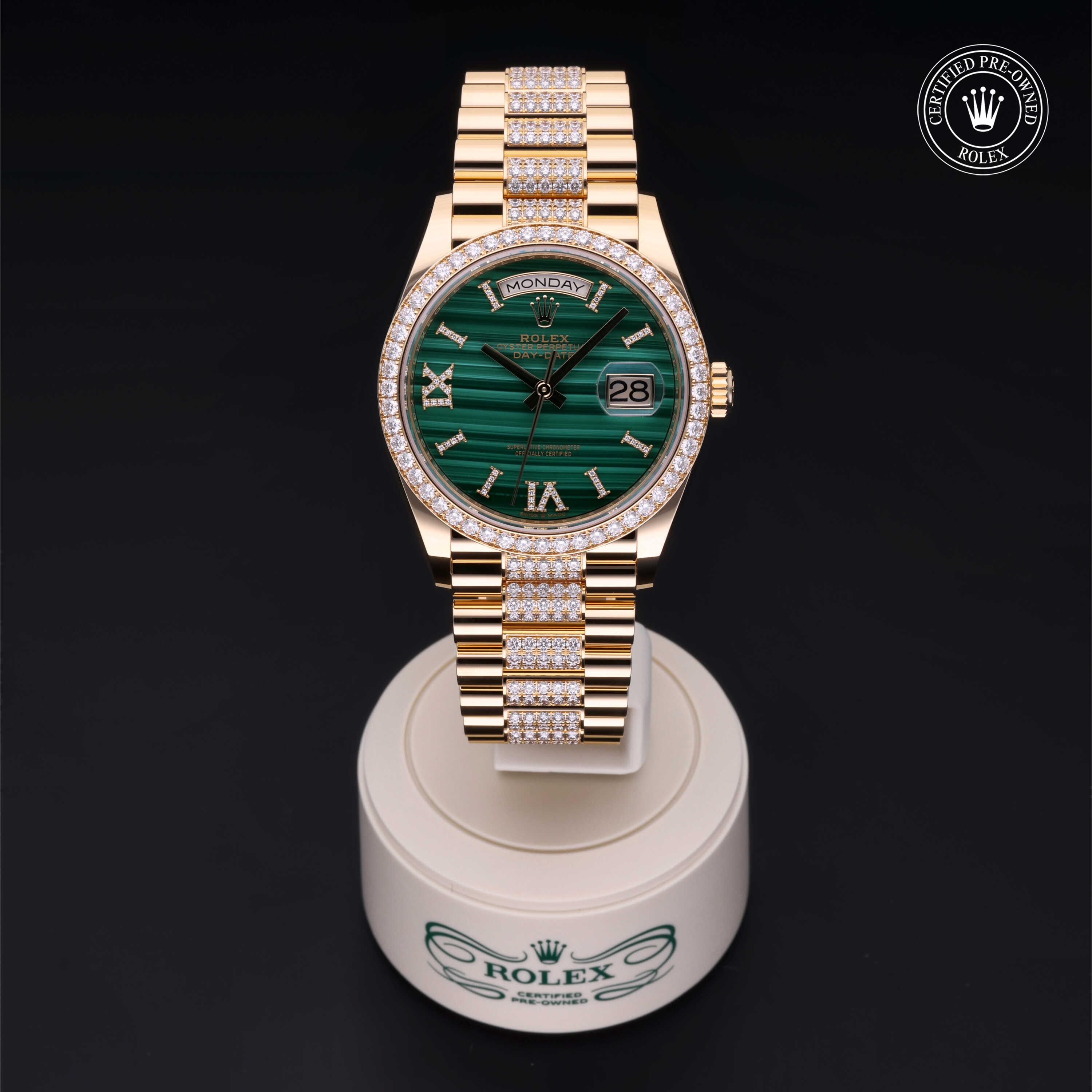 Day-Date 36 勞力士中古錶認證 2021, 36毫米, 18K黃金
型號: 128348RBR