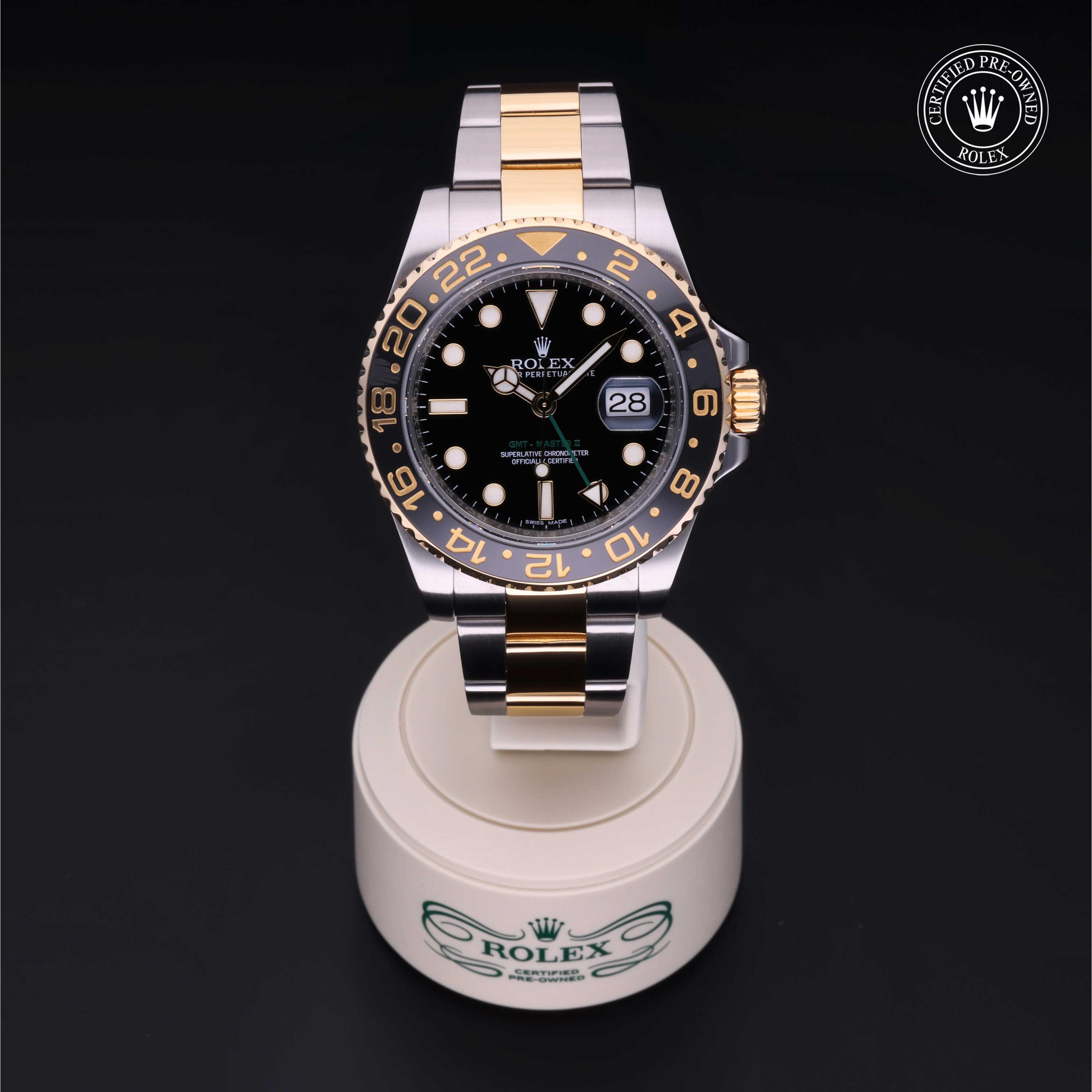 GMT-Master II 勞力士中古錶認證 2014, 40毫米, 18K黃金鋼
型號: 116713LN