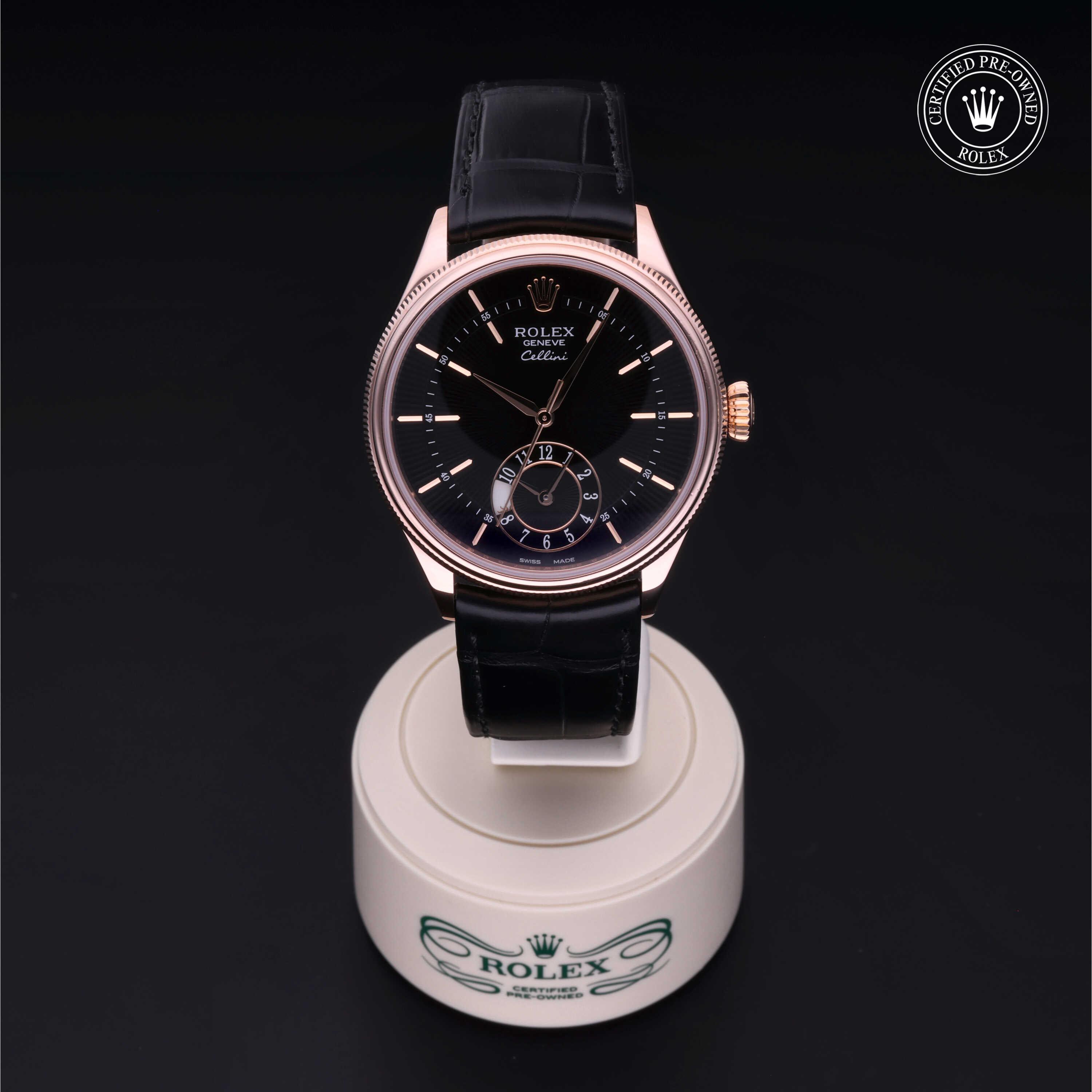 Cellini Dual Time 勞力士中古錶認證 2014, 39毫米, 18K紅金
型號: 50525