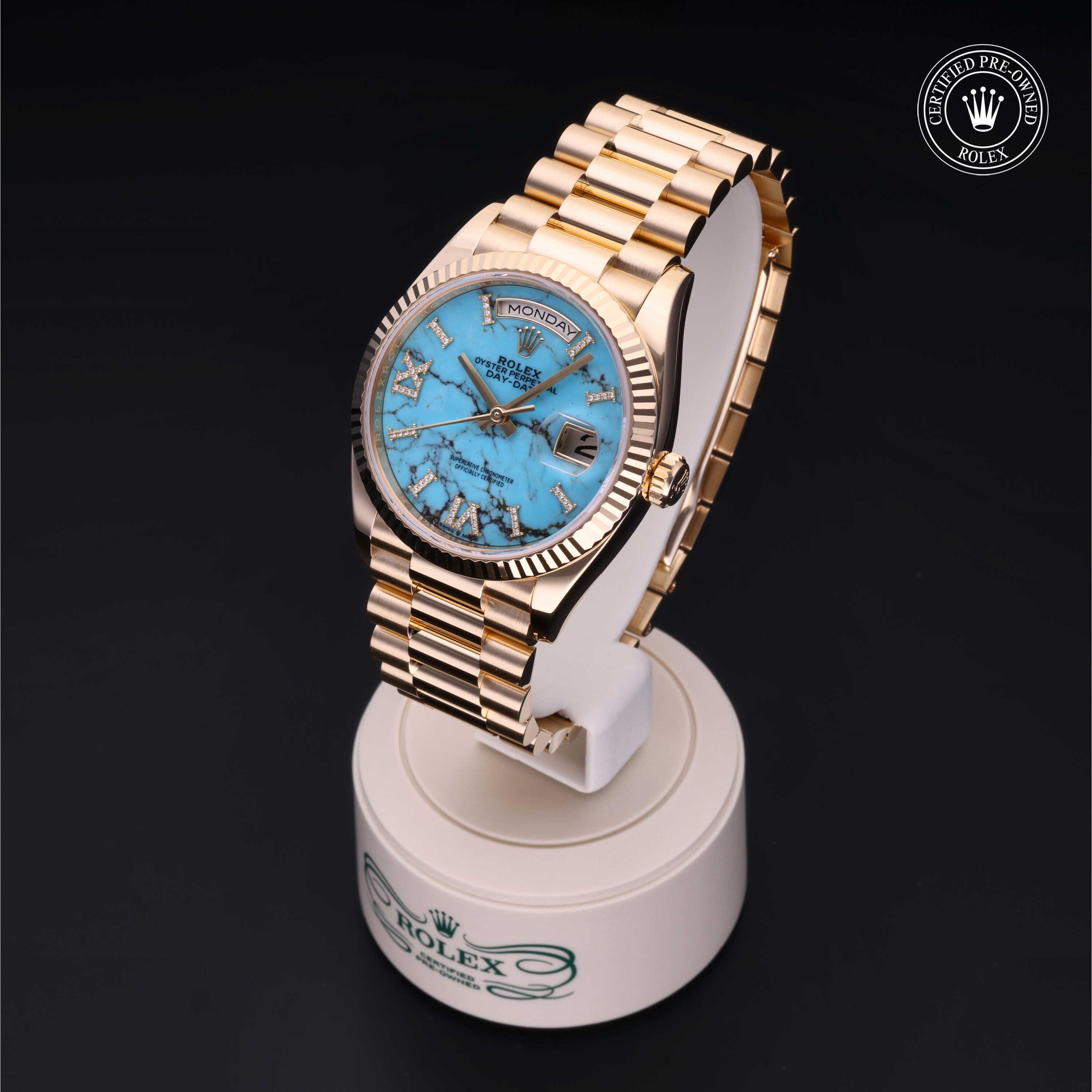 Day-Date 36 勞力士中古錶認證 2023, 36毫米, 18K黃金
型號: 128238