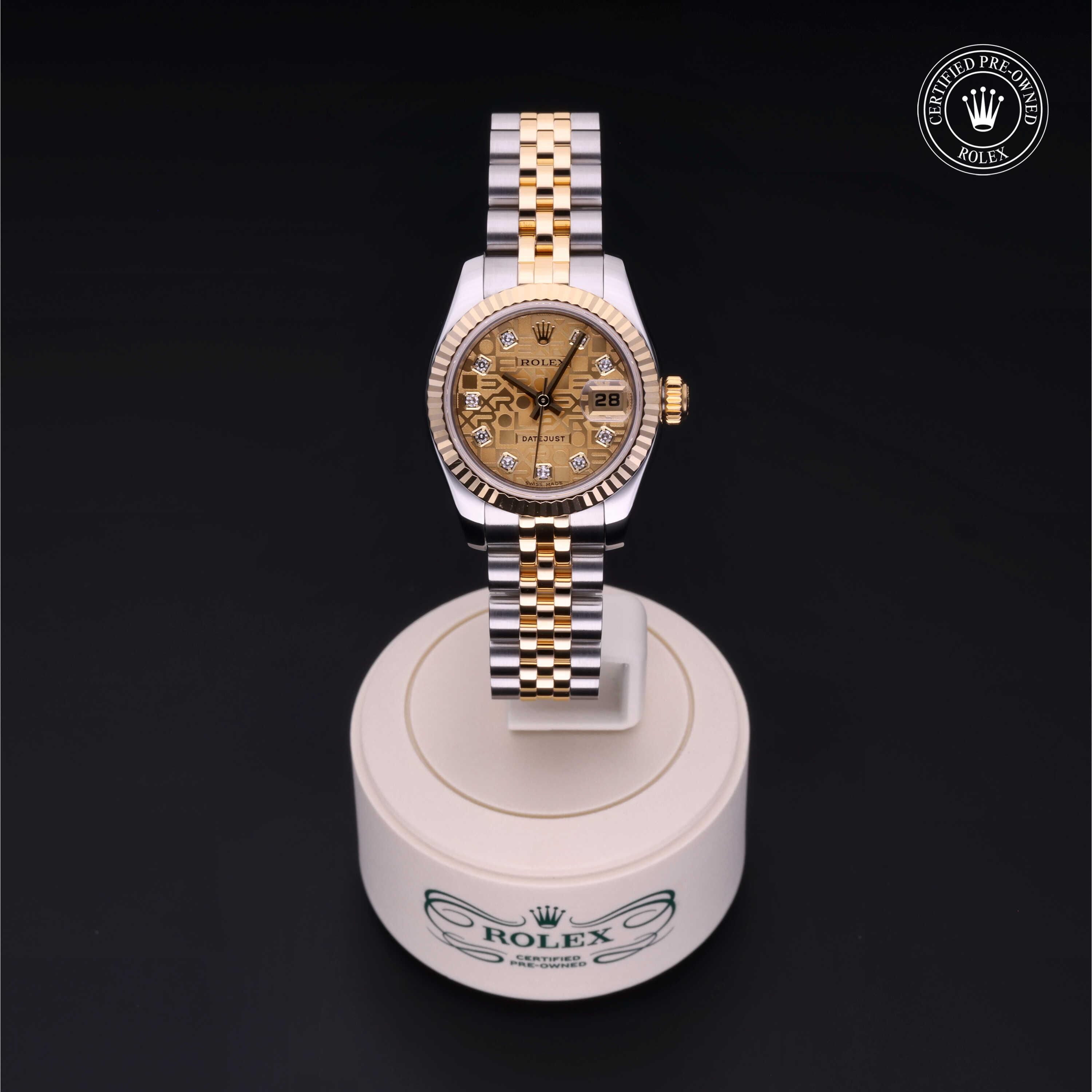 Lady-Datejust 26 勞力士中古錶認證 2005, 26毫米, 18K黃金鋼
型號: 179173