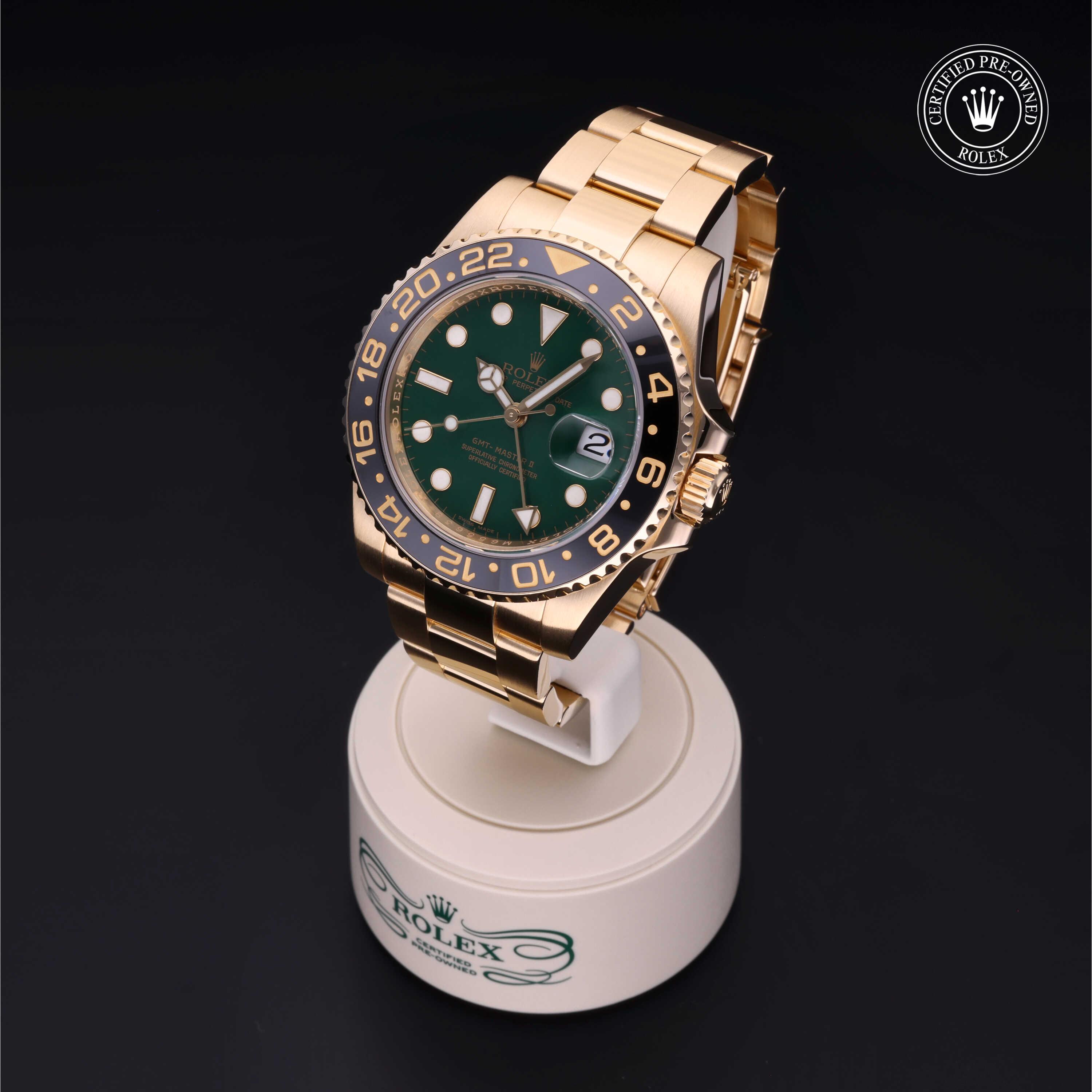 GMT-Master II Rolex Certified Pre-Owned 2009, 40 mm, Gold 18 Carat Yellow
Reference: 116718LN